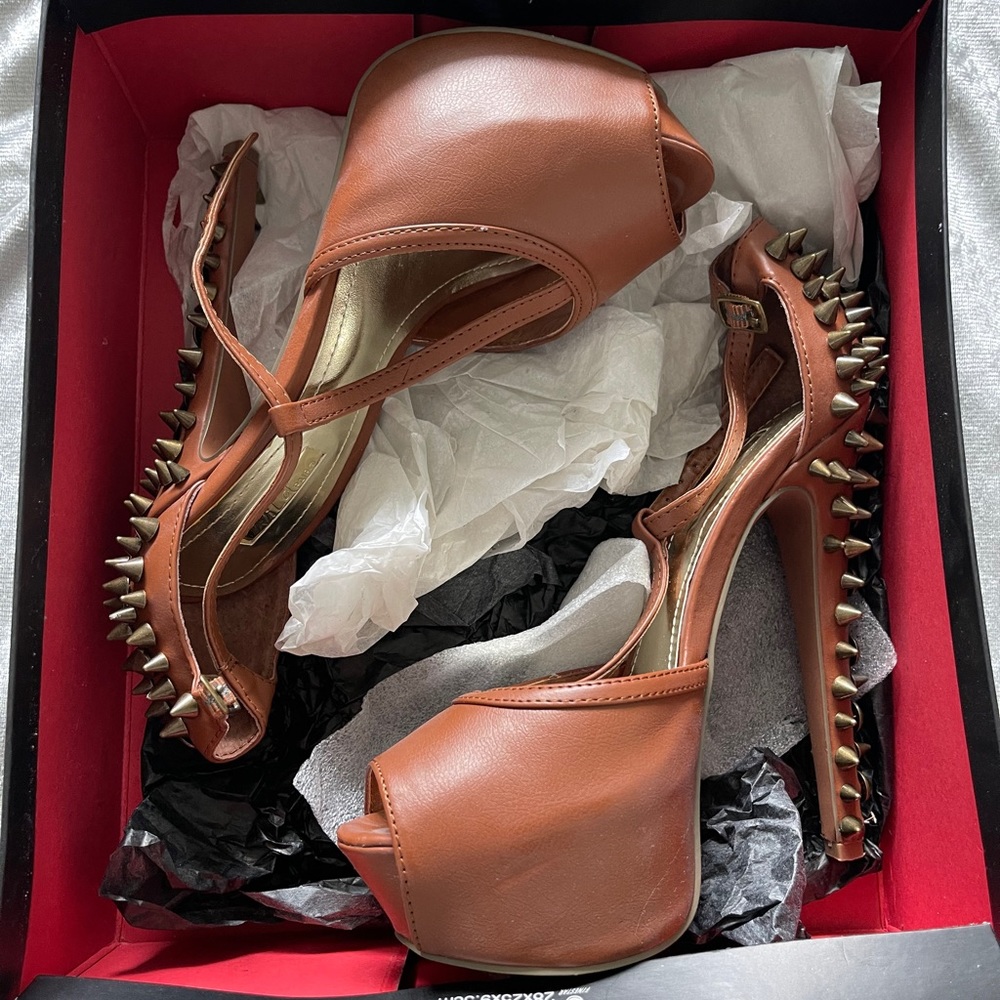 Tan Spiked Heels